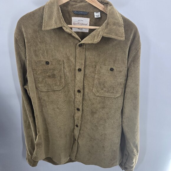 Original Weatherproof Vintage Olive Green Corduroy Button Down Shirt Medium - Picture 1 of 11